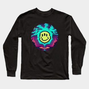 Three-eyed smiley - wavy circle Long Sleeve T-Shirt